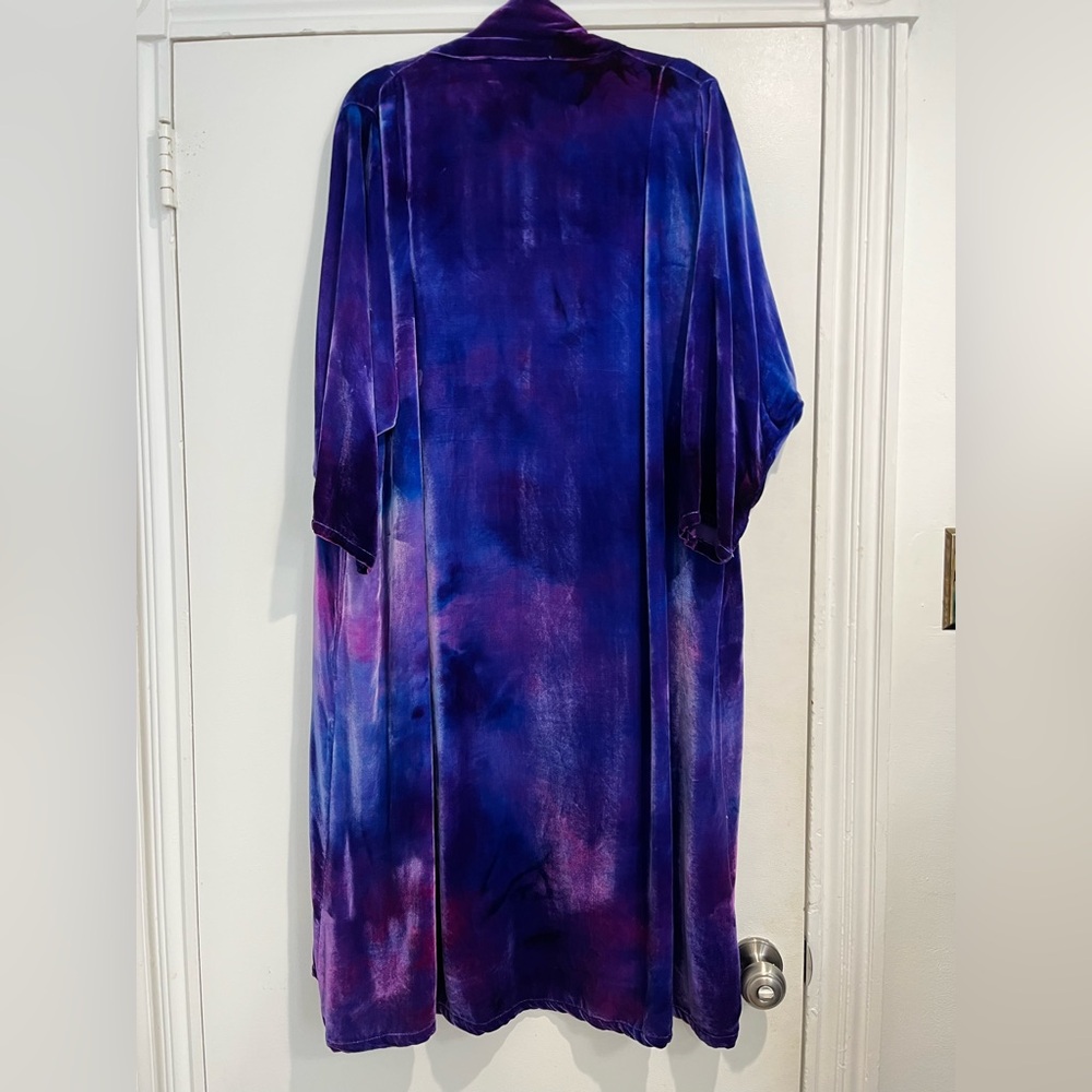 Elizabeth Eyre Seltzer Vintage Tie Dye Purple Velvet Open Front Jacket Sz. OS - Picture 3 of 7